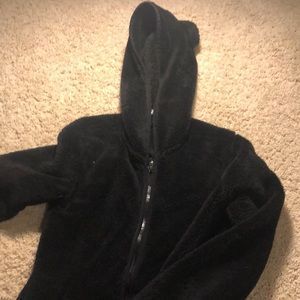 black fuzzy sweatshirt